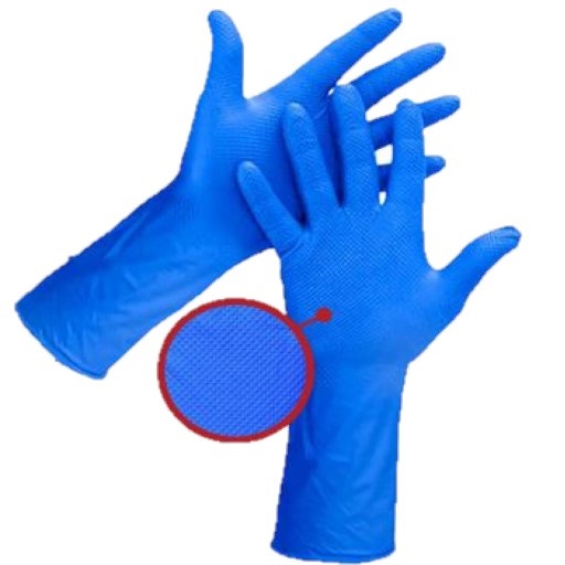 Asher Jallen EagleGrip Blue Embossed Diamond Texture Nitrile PF Gloves 7.0mil – (Box of 100’s)