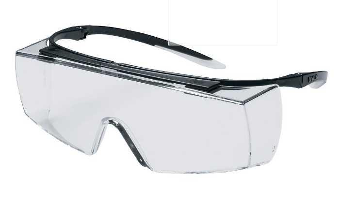 uvex super f OTG, clear lens, black overspec